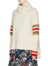 Front View - Click To Enlarge - PREEN BY THORNTON BREGAZZI - 'Harley' stripe cable knit wool sweater