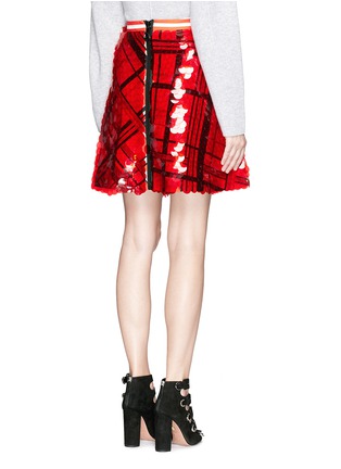 Back View - Click To Enlarge - PREEN BY THORNTON BREGAZZI - 'Carol' sequin plaid check crepe flare skirt