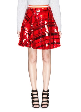 Main View - Click To Enlarge - PREEN BY THORNTON BREGAZZI - 'Carol' sequin plaid check crepe flare skirt