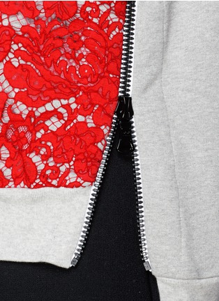 Detail View - Click To Enlarge - PREEN BY THORNTON BREGAZZI - 'Gresham' lace side zip cotton sweatshirt