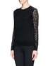 Front View - Click To Enlarge - THEORY - 'Vessra' burnout lace effect sweater