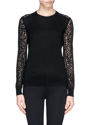 Main View - Click To Enlarge - THEORY - 'Vessra' burnout lace effect sweater