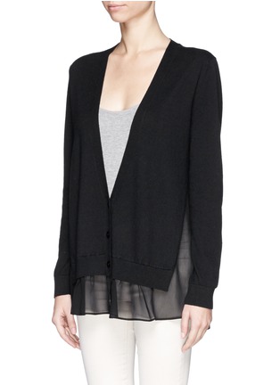 Front View - Click To Enlarge - THEORY - 'Haveera' silk chiffon insert knit cardigan