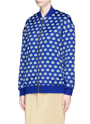 Front View - Click To Enlarge - MARKUS LUPFER - 'Smacker Lip' print satin bomber jacket