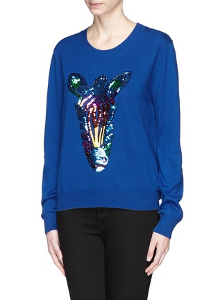 Front View - Click To Enlarge - MARKUS LUPFER - 'Rainbow Zebra' sequin Joey sweater