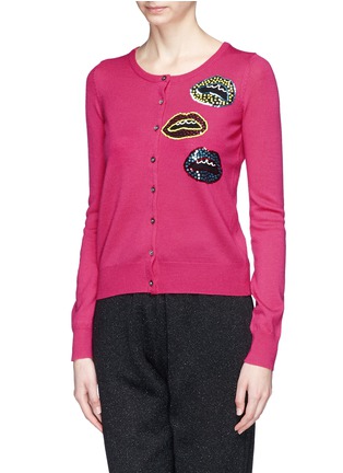 Front View - Click To Enlarge - MARKUS LUPFER - 'Tribal Sequin Mini Lips' April cardigan