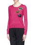 Front View - Click To Enlarge - MARKUS LUPFER - 'Tribal Sequin Mini Lips' April cardigan