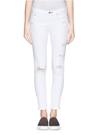 Main View - Click To Enlarge - RAG & BONE - 'Zipper Capri' distressed jeans