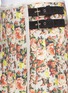 Detail View - Click To Enlarge - MSGM - Flower print leather trim pleated canvas skirt