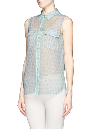 Front View - Click To Enlarge - EQUIPMENT - Slim Signature leopard print sleeveless silk shirt