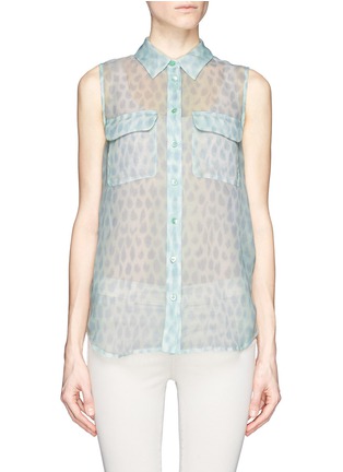 Main View - Click To Enlarge - EQUIPMENT - Slim Signature leopard print sleeveless silk shirt
