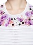 Detail View - Click To Enlarge - MSGM - Floral embellish stripe mesh dress