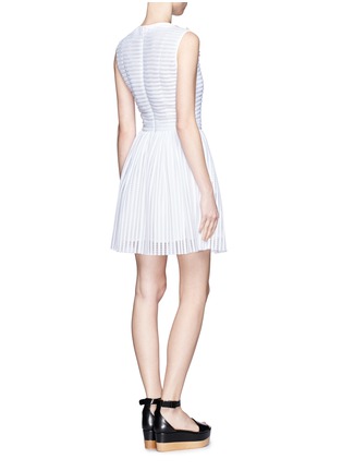 Back View - Click To Enlarge - MSGM - Floral embellish stripe mesh dress