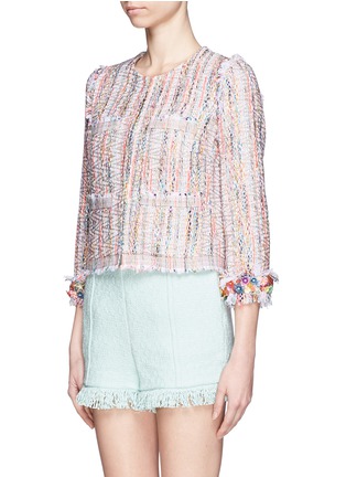 Front View - Click To Enlarge - MSGM - Tweed fringed jacket