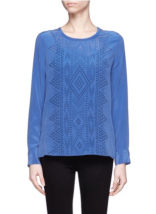 Main View - Click To Enlarge - EQUIPMENT - Liam Tee laser-cut front silk top