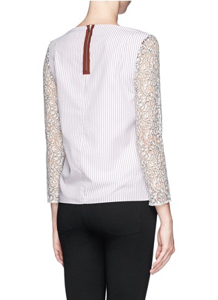 Back View - Click To Enlarge - CARVEN - Stripe poplin back lace top
