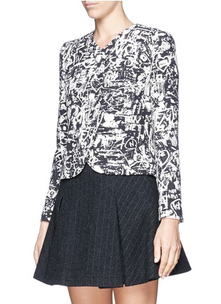 Front View - Click To Enlarge - CARVEN - Engraving print wool crepe jacket