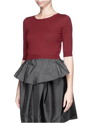Front View - Click To Enlarge - CARVEN - Taffeta hem wool sweater