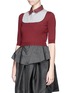 Front View - Click To Enlarge - CARVEN - Stripe poplin lace collar
