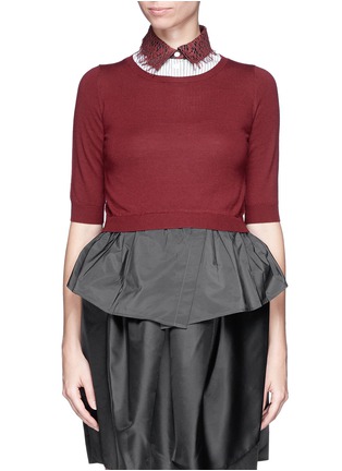 Main View - Click To Enlarge - CARVEN - Stripe poplin lace collar