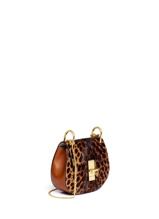 Figure View - Click To Enlarge - CHLOÉ - 'Drew' mini leopard print pony hair shoulder bag