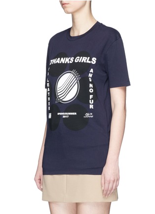 Front View - Click To Enlarge - STELLA MCCARTNEY - 'Thanks Girls' coated print polka dot T-shirt