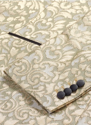Detail View - Click To Enlarge - - - Metallic curlicue jacquard shawl lapel blazer