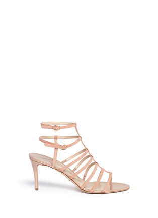 Main View - Click To Enlarge - PAUL ANDREW - 'Herringbone' caged suede and leather sandals