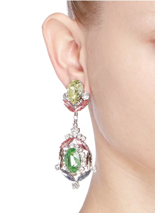 Figure View - Click To Enlarge - KENNETH JAY LANE - Crystal flower drop earrings