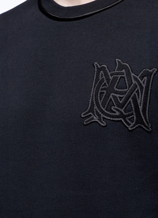 Detail View - Click To Enlarge - ALEXANDER MCQUEEN - Logo patch satin sleeve sweatshirt