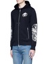 Front View - Click To Enlarge - ALEXANDER MCQUEEN - Skull embroidered organic cotton zip hoodie