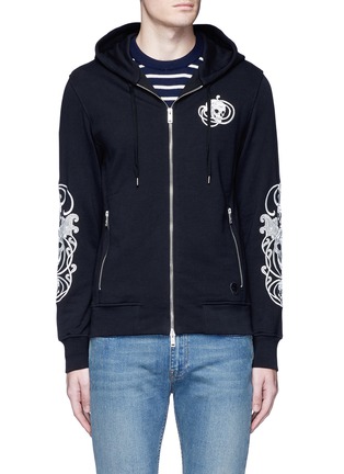 Main View - Click To Enlarge - ALEXANDER MCQUEEN - Skull embroidered organic cotton zip hoodie