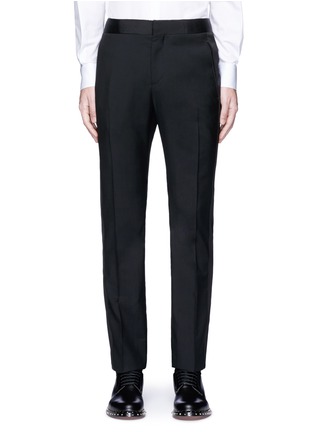 Main View - Click To Enlarge - ALEXANDER MCQUEEN - Ribbon trim wool-mohair hopsack pants
