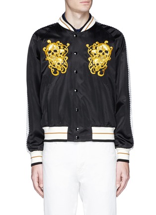 Main View - Click To Enlarge - ALEXANDER MCQUEEN - Skull paisley embroidered satin souvenir jacket