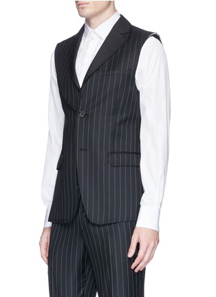 Front View - Click To Enlarge - ALEXANDER MCQUEEN - Pinstripe wool twill gilet