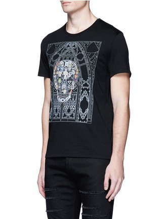 Front View - Click To Enlarge - ALEXANDER MCQUEEN - Skull cathedral print organic cotton T-shirt