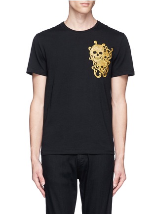 Main View - Click To Enlarge - ALEXANDER MCQUEEN - Skull embroidered cotton T-shirt