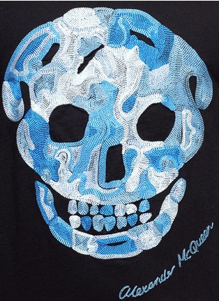 Detail View - Click To Enlarge - ALEXANDER MCQUEEN - Skull embroidered organic cotton T-shirt
