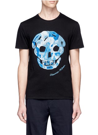 Main View - Click To Enlarge - ALEXANDER MCQUEEN - Skull embroidered organic cotton T-shirt