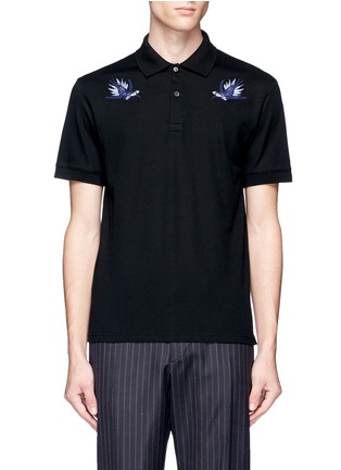 Main View - Click To Enlarge - ALEXANDER MCQUEEN - Hummingbird embroidered piqué polo shirt