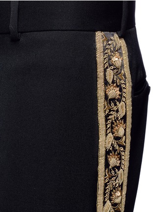 Detail View - Click To Enlarge - ALEXANDER MCQUEEN - Floral metallic embroidered wool pants