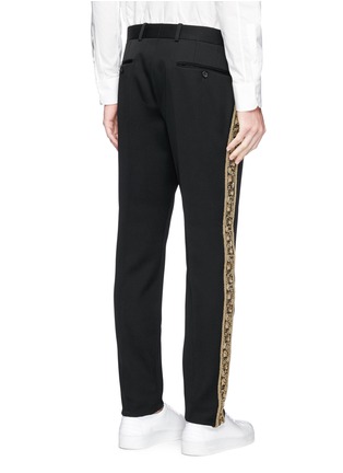 Back View - Click To Enlarge - ALEXANDER MCQUEEN - Floral metallic embroidered wool pants