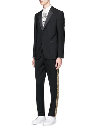 Figure View - Click To Enlarge - ALEXANDER MCQUEEN - Floral metallic embroidered wool pants