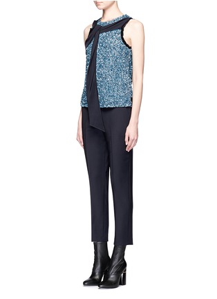 Front View - Click To Enlarge - 3.1 PHILLIP LIM - Silk trim sequin sleeveless top