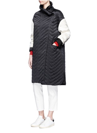 Figure View - Click To Enlarge - ISABEL MARANT - 'Howell' colourblock chevron quilted silk satin jacket
