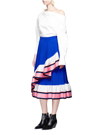 Figure View - Click To Enlarge - EMILIO PUCCI - Asymmetric ruffle silk satin skirt