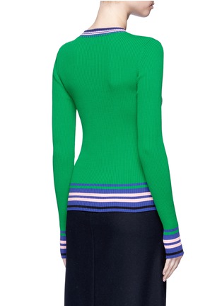 Back View - Click To Enlarge - EMILIO PUCCI - Stripe cotton rib knit sweater
