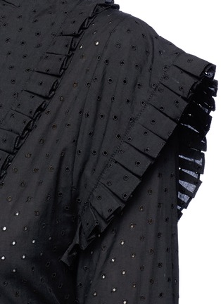 Detail View - Click To Enlarge - ALAÏA - 'Voile Pastilles' dot broderie anglaise pleated dress