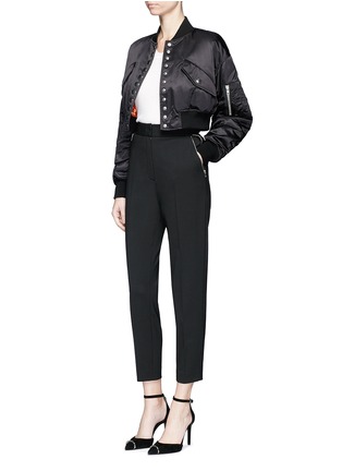 Figure View - Click To Enlarge - ALEXANDER WANG - Cropped satin bomber jacket