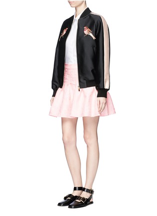 Figure View - Click To Enlarge - GIAMBA - Flamingo jacquard ruffle mini skirt